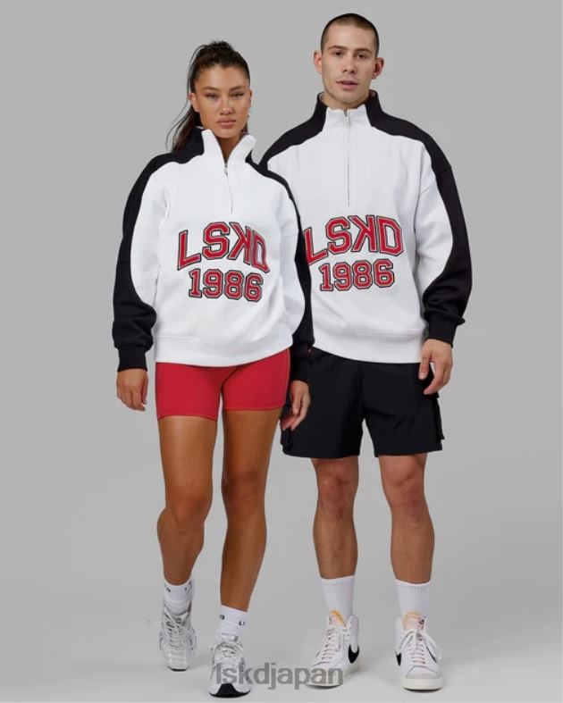 アラムナイ 1/4 ジップ セーター オーバーサイズ - ホワイトスカーレット LSKD ユニセックス 衣服 082HP404