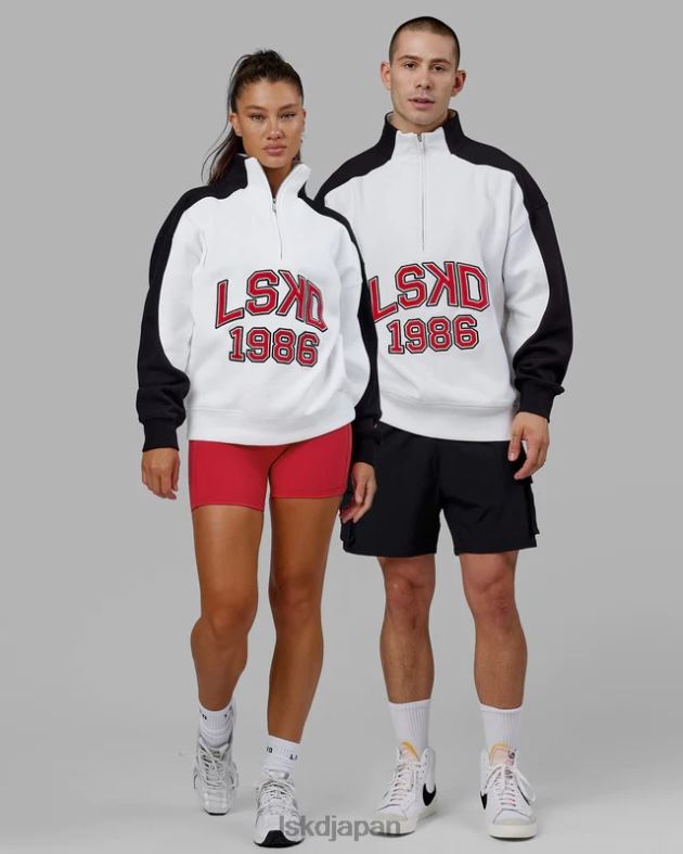 アラムナイ 1/4 ジップ セーター オーバーサイズ - ホワイトスカーレット LSKD ユニセックス 衣服 082HP404