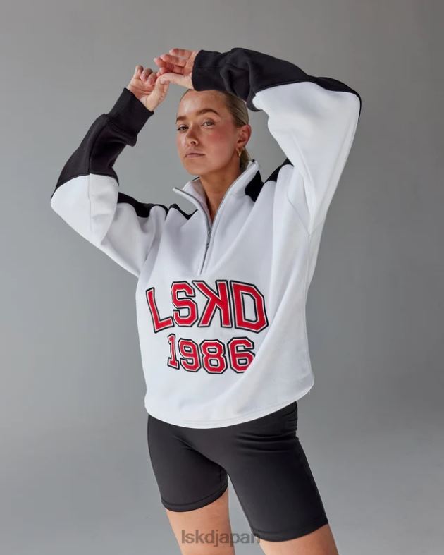 アラムナイ 1/4 ジップ セーター オーバーサイズ - ホワイトスカーレット LSKD ユニセックス 衣服 082HP404