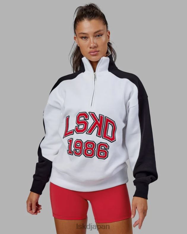 アラムナイ 1/4 ジップ セーター オーバーサイズ - ホワイトスカーレット LSKD ユニセックス 衣服 082HP404