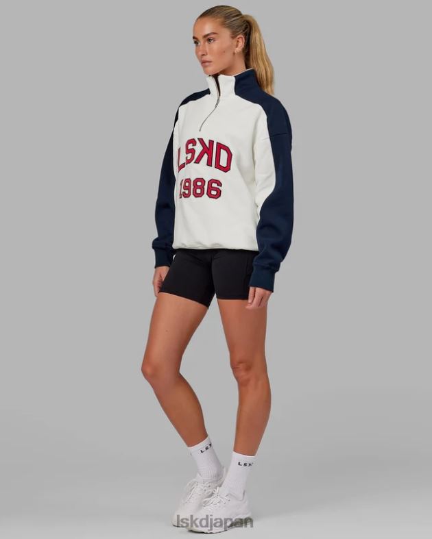 アラムナイ 1/4 ジップ セーター オーバーサイズ - ネイビーレッド LSKD ユニセックス 衣服 082HP408