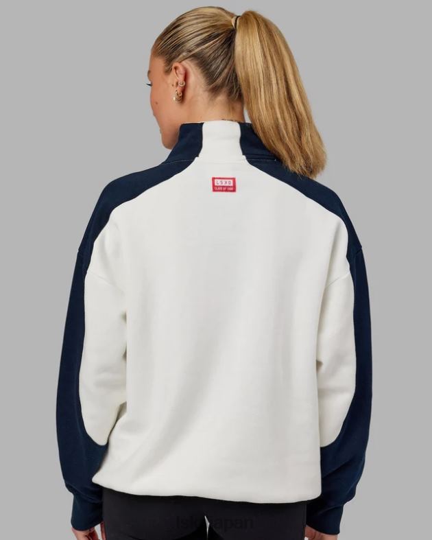 アラムナイ 1/4 ジップ セーター オーバーサイズ - ネイビーレッド LSKD ユニセックス 衣服 082HP408