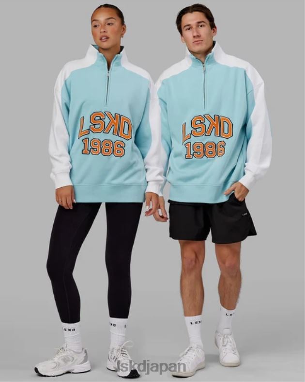 アラムナイ 1/4 ジップ セーター オーバーサイズ - クリスタル ブルー オレンジ ピール LSKD ユニセックス 衣服 082HP441