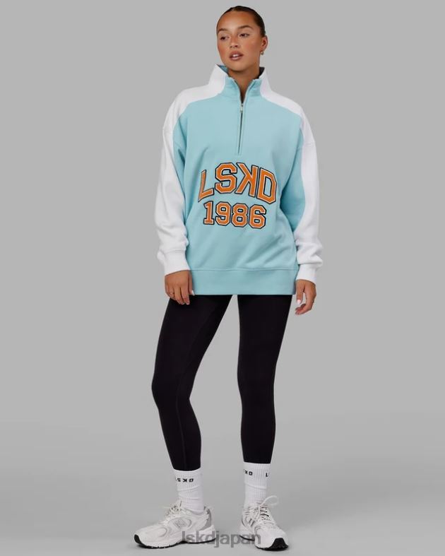 アラムナイ 1/4 ジップ セーター オーバーサイズ - クリスタル ブルー オレンジ ピール LSKD ユニセックス 衣服 082HP441