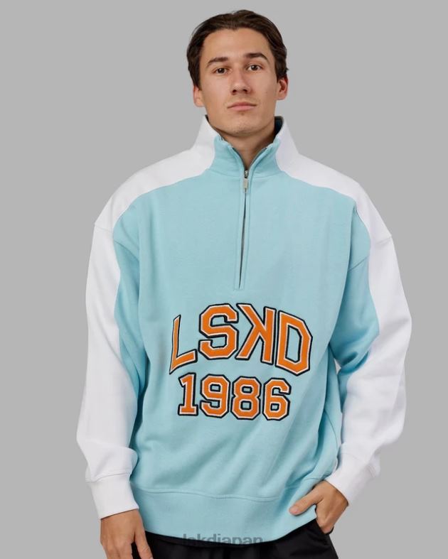 アラムナイ 1/4 ジップ セーター オーバーサイズ - クリスタル ブルー オレンジ ピール LSKD ユニセックス 衣服 082HP441