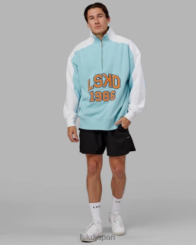 アラムナイ 1/4 ジップ セーター オーバーサイズ - クリスタル ブルー オレンジ ピール LSKD ユニセックス 衣服 082HP441