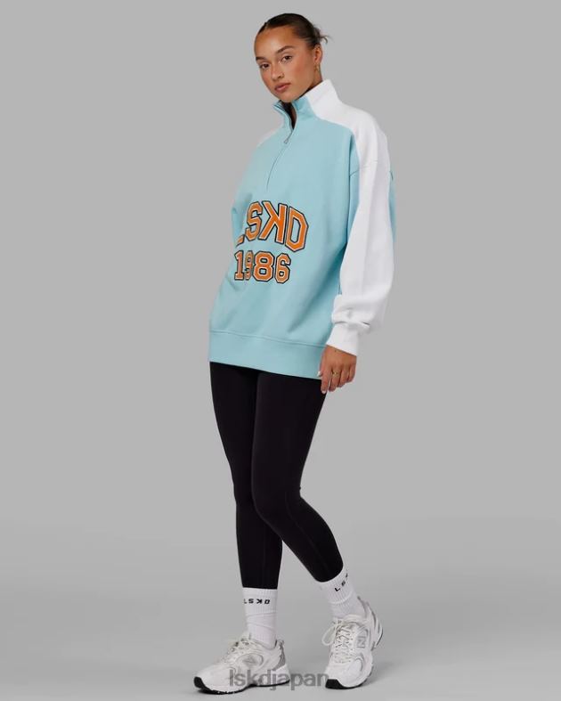 アラムナイ 1/4 ジップ セーター オーバーサイズ - クリスタル ブルー オレンジ ピール LSKD ユニセックス 衣服 082HP441