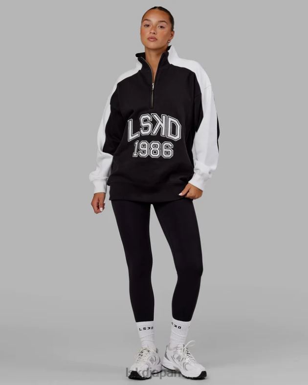 アラムナイ 1/4 ジップ セーター オーバーサイズ - ブラックホワイト LSKD ユニセックス 衣服 082HP448