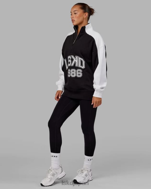 アラムナイ 1/4 ジップ セーター オーバーサイズ - ブラックホワイト LSKD ユニセックス 衣服 082HP448