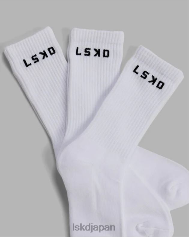 デイリー 3 パック クルー ソックス - ホワイト LSKD ユニセックス アクセサリー 082HP856