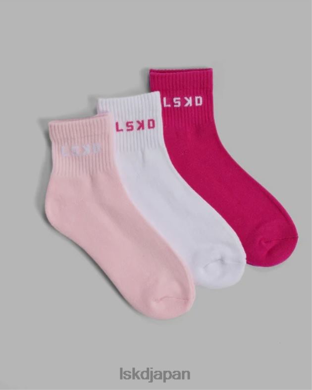 デイリー クォーター ソックス 3 パック - マルチ ピンク LSKD ユニセックス アクセサリー 082HP872