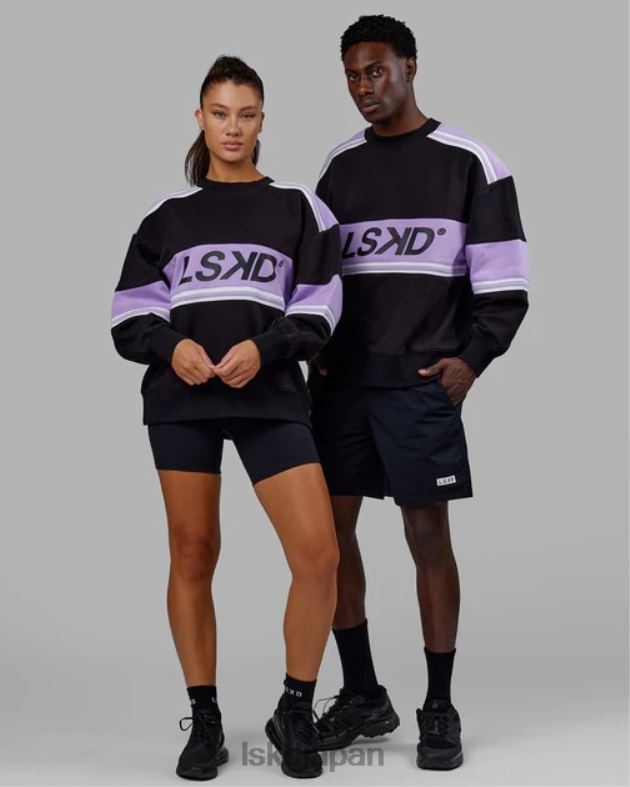 Aチームセーターオーバーサイズ - ブラックペールライラック LSKD ユニセックス 衣服 082HP339