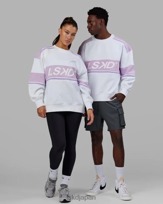 Aチームセーターオーバーサイズ - ホワイトペールライラック LSKD ユニセックス 衣服 082HP443