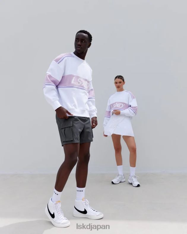 Aチームセーターオーバーサイズ - ホワイトペールライラック LSKD ユニセックス 衣服 082HP443