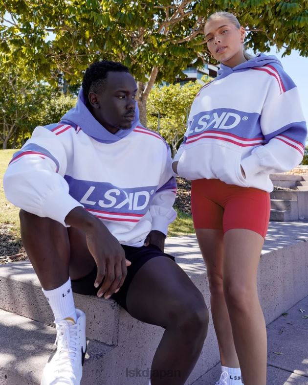 A-チーム パーカー オーバーサイズ - ホワイト - コーンフラワー ブルー LSKD ユニセックス 衣服 082HP457