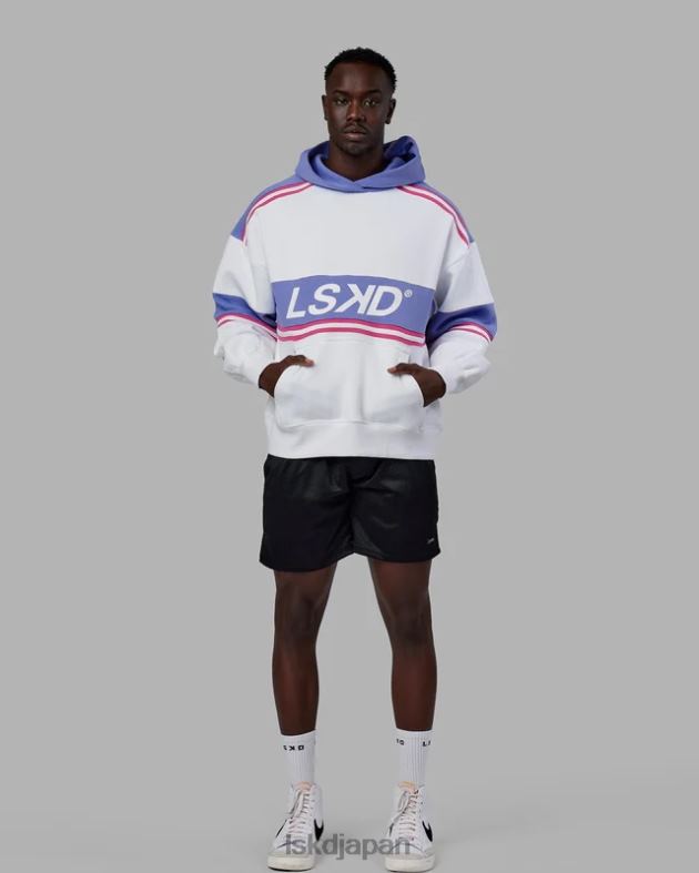 A-チーム パーカー オーバーサイズ - ホワイト - コーンフラワー ブルー LSKD ユニセックス 衣服 082HP457