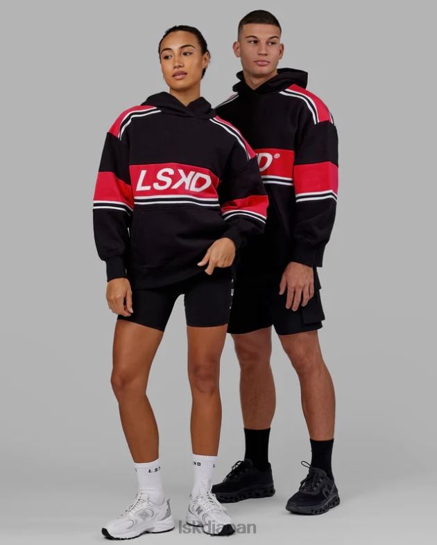 A-チーム パーカー オーバーサイズ - ブラックスカーレット LSKD ユニセックス 衣服 082HP458