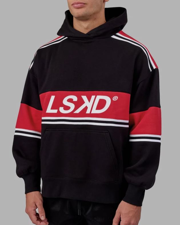 A-チーム パーカー オーバーサイズ - ブラックスカーレット LSKD ユニセックス 衣服 082HP458