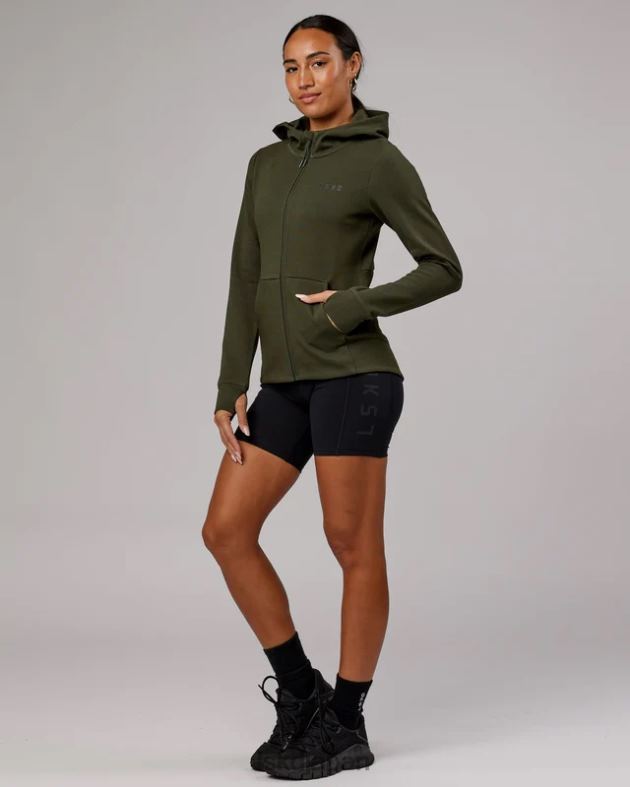 アスリート フォージドフリース ジップスルー パーカー - Forest Night LSKD 女性 衣服 082HP348