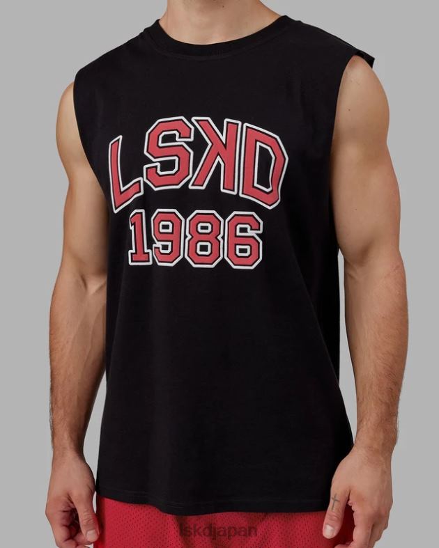 同窓会ヘビーウェイトタンクオーバーサイズ - ブラックレッド LSKD 男性 衣服 082HP1006