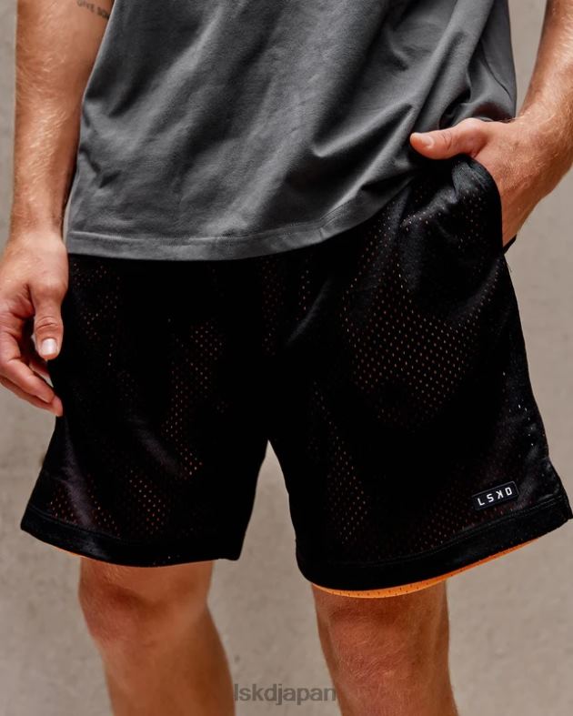 ハイパーリバーシブルバスケットボールショーツ - ブラックタンジェリン LSKD 男性 衣服 082HP1095