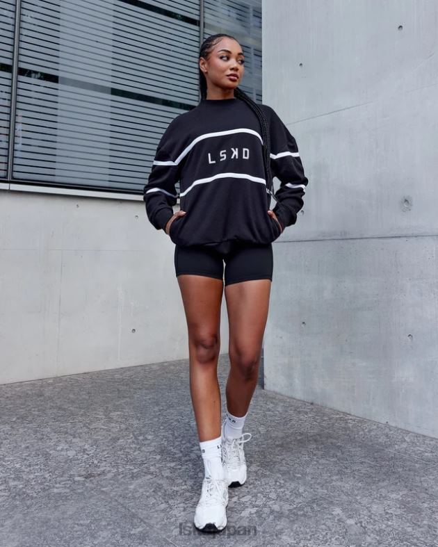 パラレルセーターオーバーサイズ - ブラック LSKD ユニセックス 衣服 082HP337