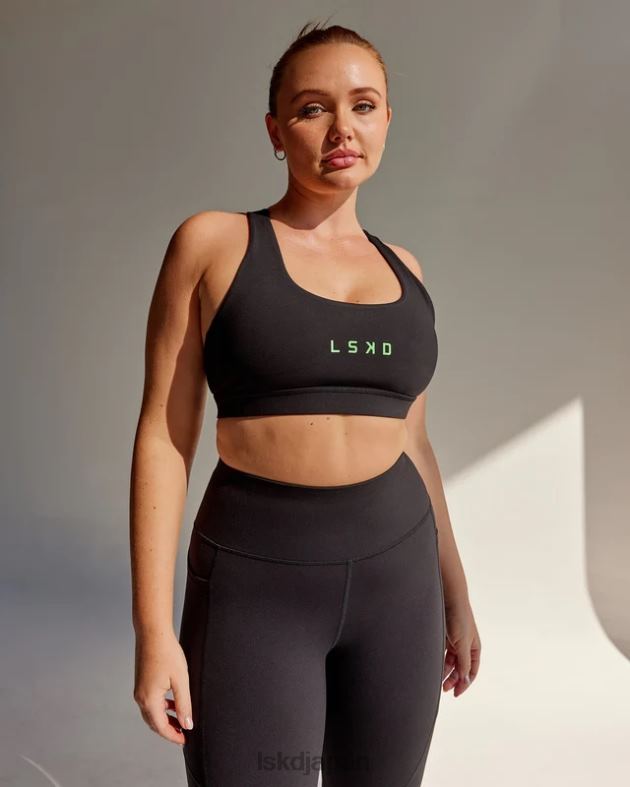 レップ スポーツブラ スモールロゴ - ブラックアップルミント LSKD 女性 衣服 082HP33