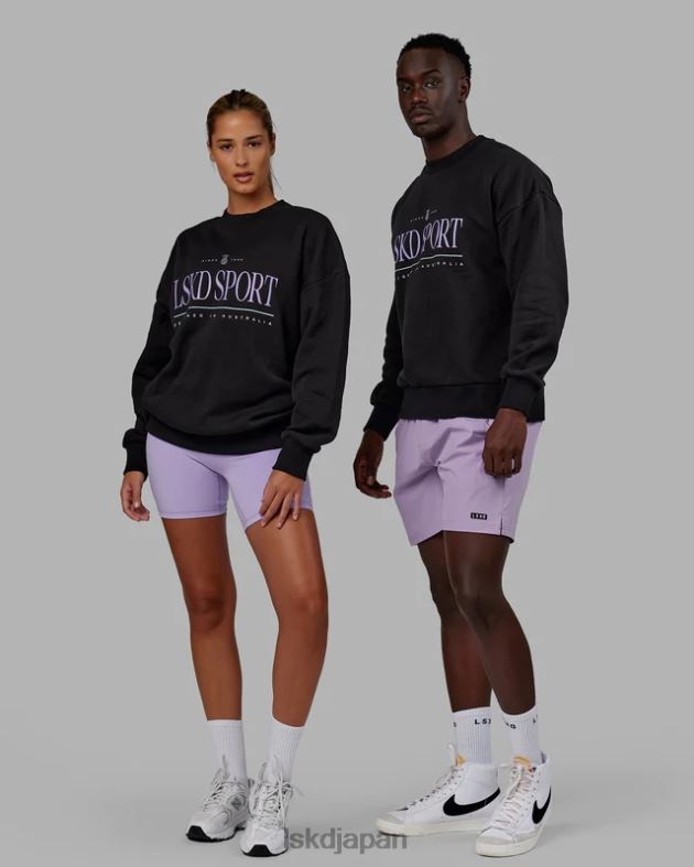 ヘリテージ セーター オーバーサイズ - ブラックペールライラック LSKD ユニセックス 衣服 082HP345