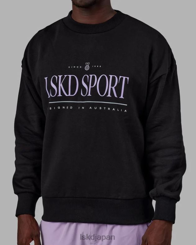 ヘリテージ セーター オーバーサイズ - ブラックペールライラック LSKD ユニセックス 衣服 082HP345