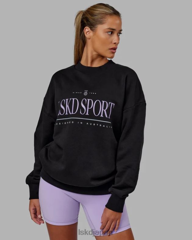 ヘリテージ セーター オーバーサイズ - ブラックペールライラック LSKD ユニセックス 衣服 082HP345