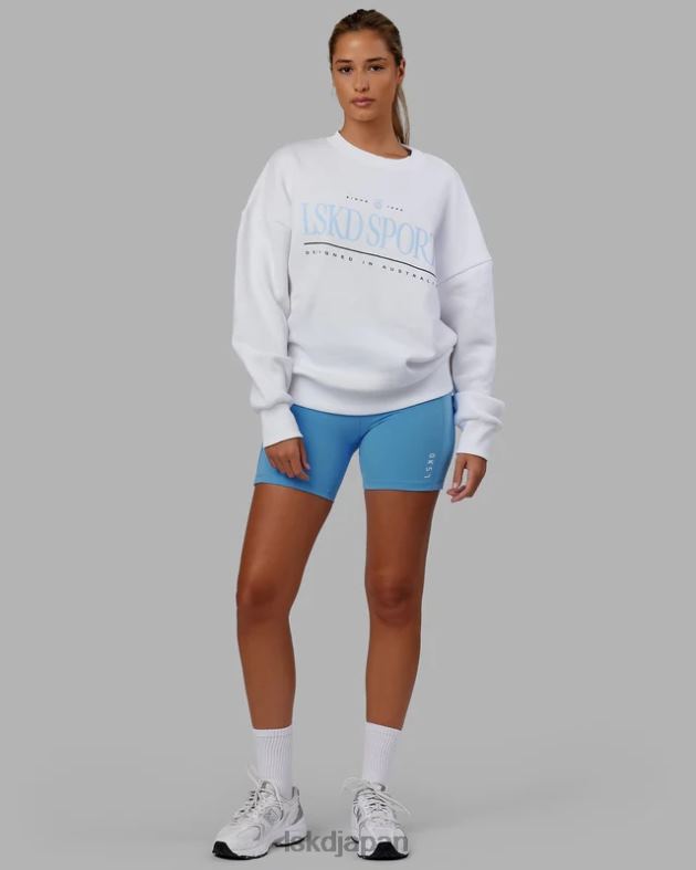 ヘリテージ セーター オーバーサイズ - ホワイトブルー LSKD ユニセックス 衣服 082HP346