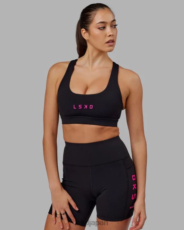 レップ スポーツブラ スモールロゴ - ブラックネオンマゼンタ LSKD 女性 衣服 082HP34