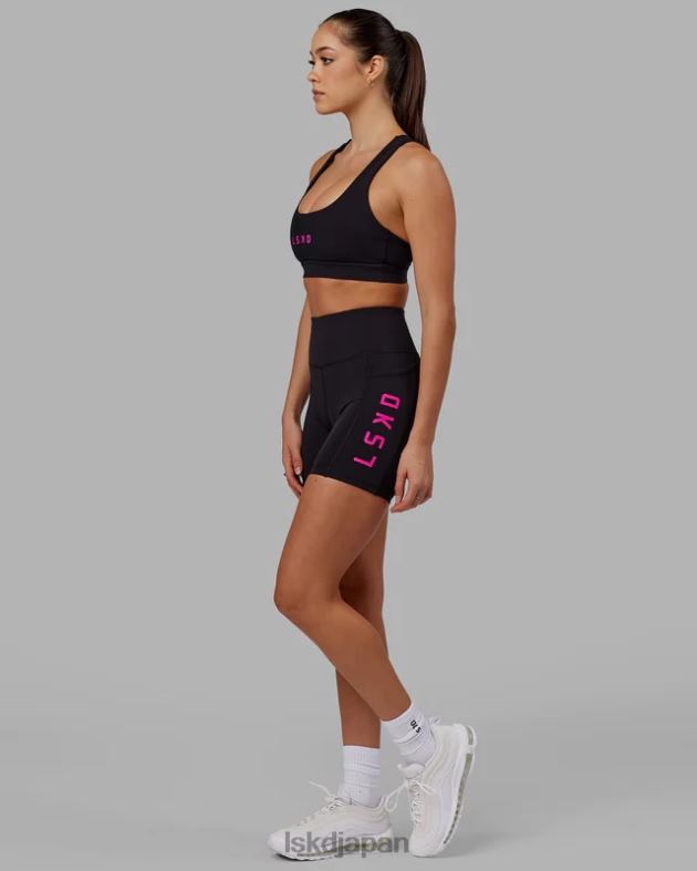 レップ スポーツブラ スモールロゴ - ブラックネオンマゼンタ LSKD 女性 衣服 082HP34