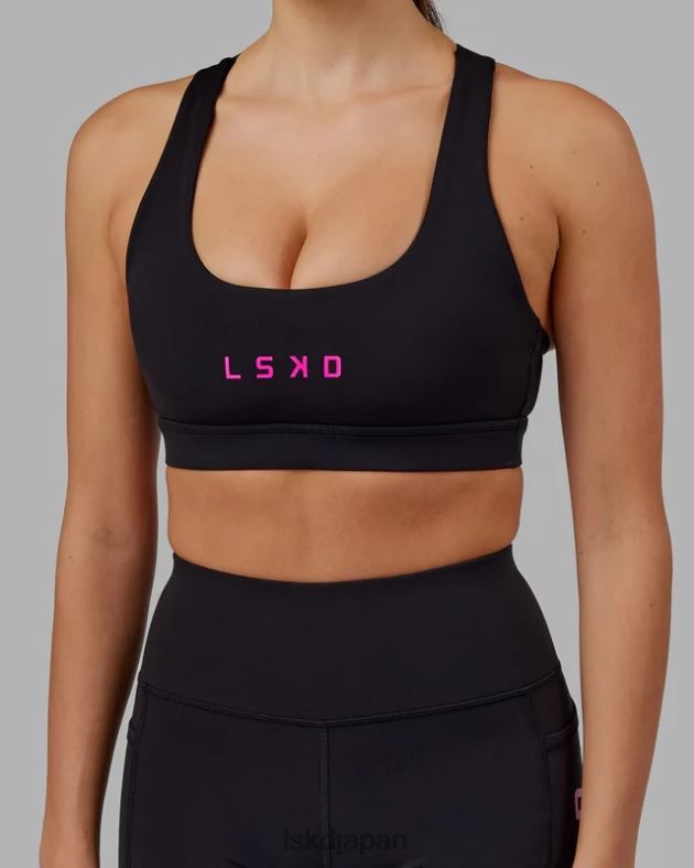 レップ スポーツブラ スモールロゴ - ブラックネオンマゼンタ LSKD 女性 衣服 082HP34