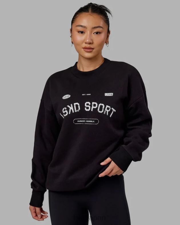 フリースローセーターオーバーサイズ - ブラック LSKD ユニセックス 衣服 082HP350