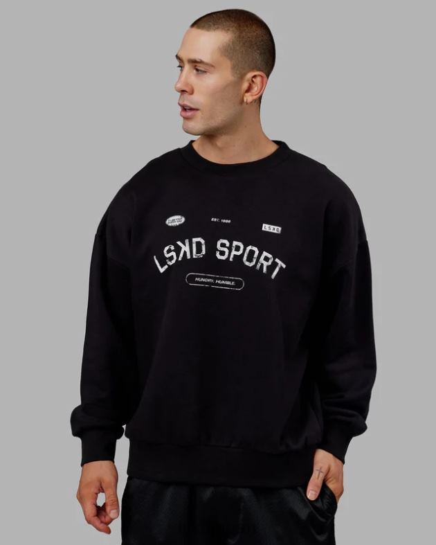 フリースローセーターオーバーサイズ - ブラック LSKD ユニセックス 衣服 082HP350