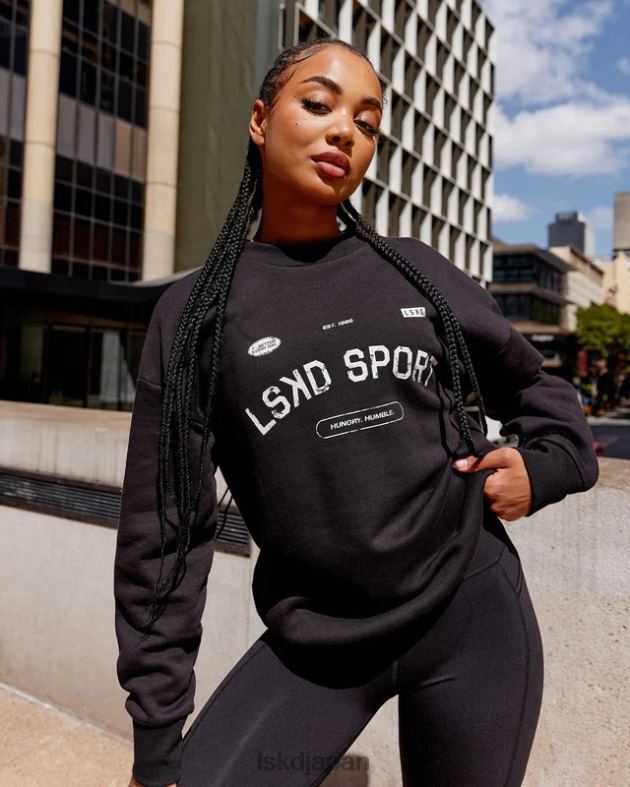 フリースローセーターオーバーサイズ - ブラック LSKD ユニセックス 衣服 082HP350