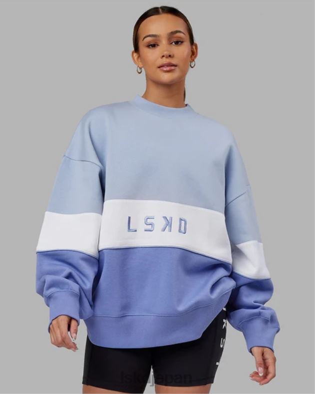 延長戦セーターオーバーサイズ - コーンフラワーブルーホワイト LSKD ユニセックス 衣服 082HP399