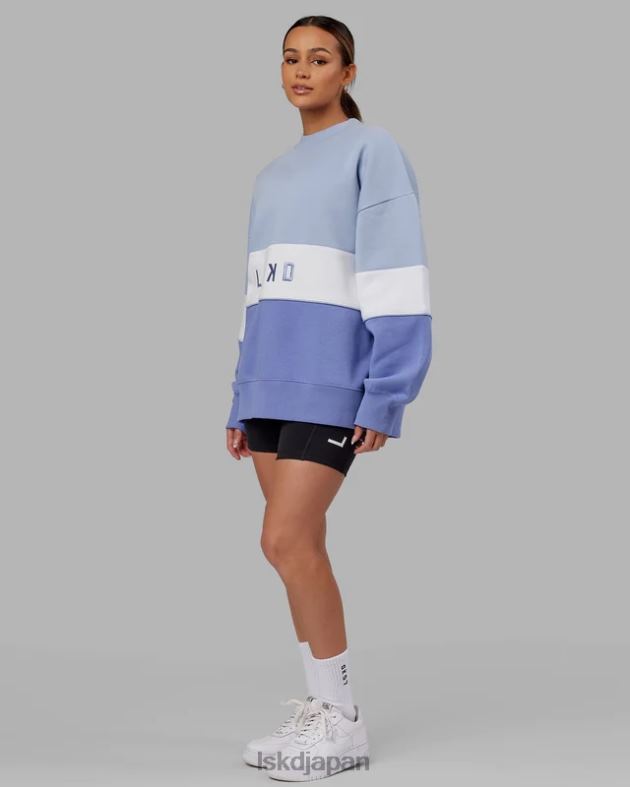 延長戦セーターオーバーサイズ - コーンフラワーブルーホワイト LSKD ユニセックス 衣服 082HP399