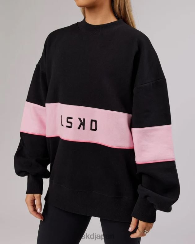 延長戦セーターオーバーサイズ - ブラックペタルピンク LSKD ユニセックス 衣服 082HP445