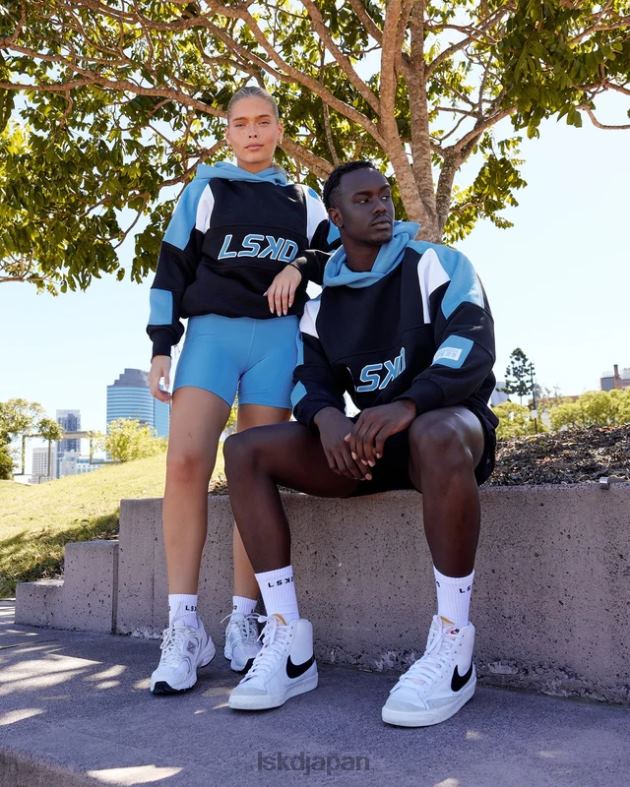 スラム パーカー オーバーサイズ - ブラックアズールブルー LSKD ユニセックス 衣服 082HP455