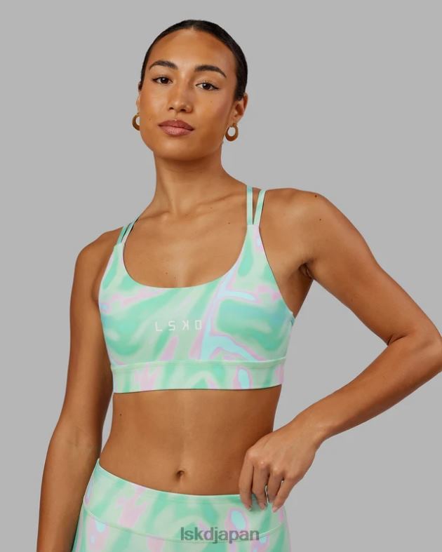 ブリッジスポーツブラ - ユーフォリア プリント - ティール LSKD 女性 衣服 082HP68