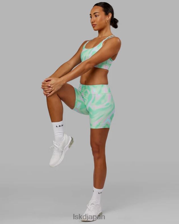 ブリッジスポーツブラ - ユーフォリア プリント - ティール LSKD 女性 衣服 082HP68