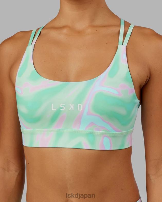 ブリッジスポーツブラ - ユーフォリア プリント - ティール LSKD 女性 衣服 082HP68
