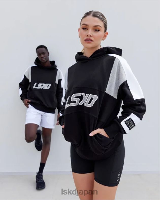 スラム パーカー オーバーサイズ - ブラックLTグレーメール LSKD ユニセックス 衣服 082HP385