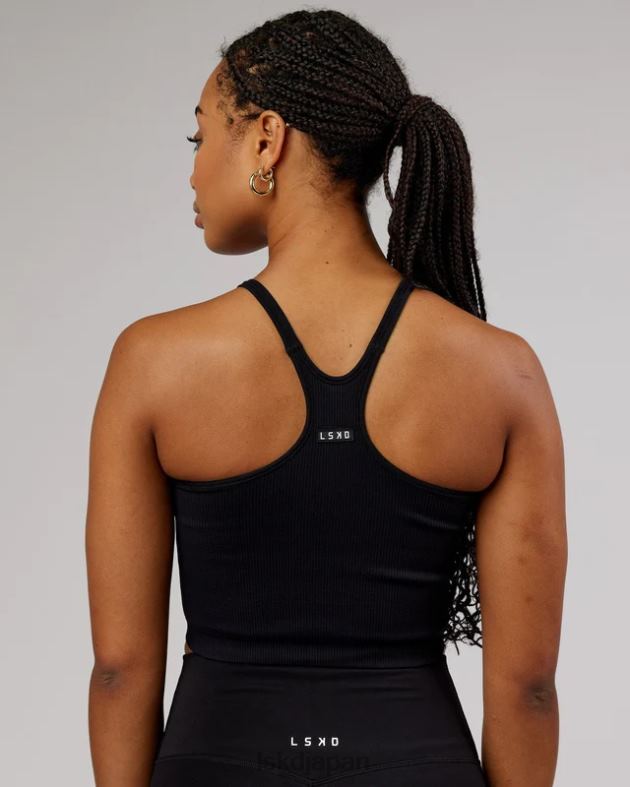 ミニマルシームレスクロップリブタンク - ブラック LSKD 女性 衣服 082HP130