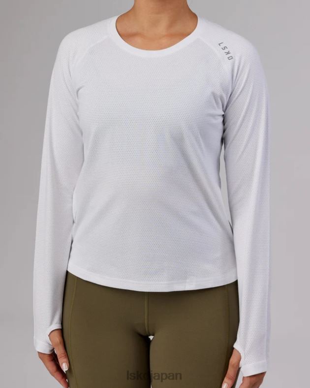 パフォーム ヴェイパーフロクス LS Tシャツ - ホワイトメール LSKD 女性 衣服 082HP285