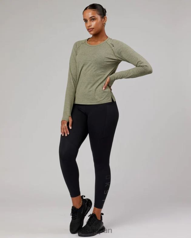 パフォーム ヴェイパーフロクス LS Tシャツ - オリーブマール LSKD 女性 衣服 082HP304