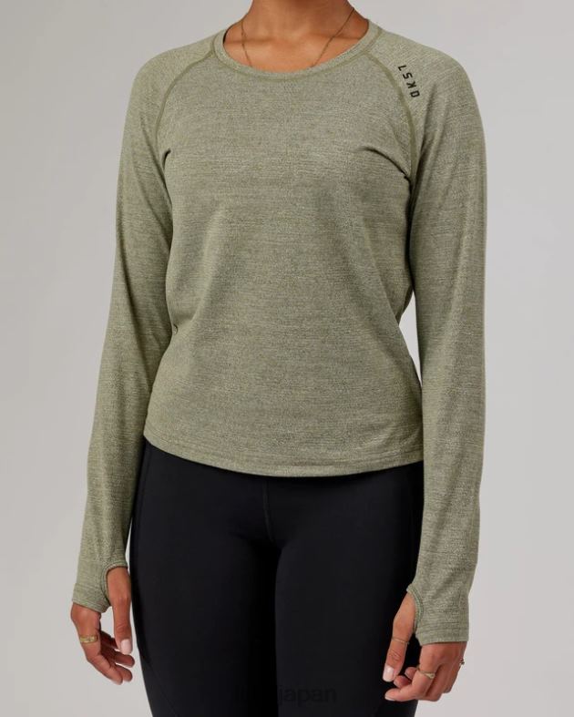パフォーム ヴェイパーフロクス LS Tシャツ - オリーブマール LSKD 女性 衣服 082HP304