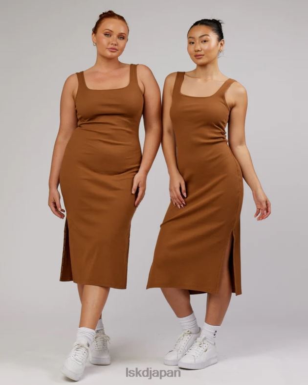 ava リブタンクドレス - キャメル LSKD 女性 衣服 082HP503